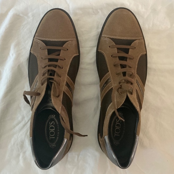 Tod’s NEW Men Brown Leather and Canvas Sneaker (Size:12) - Picture 2 of 7